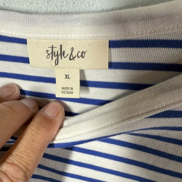 Style & Co. Women Striped Long Sleeve Knit Top XL Coastal Nautical Supima Cotton - Picture 8 of 11
